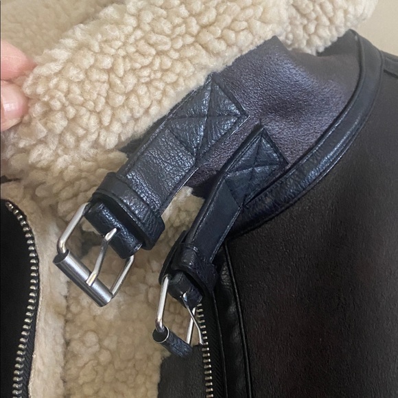 ZARA Cropped Shearling Jacket with Belt - Picture 10 of 12